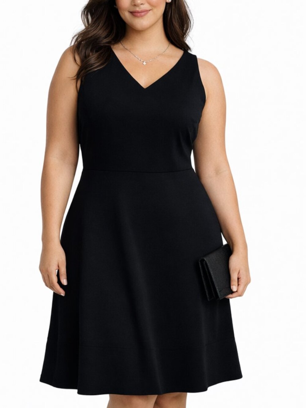 Cynthia Rowley Black A-Line Dress V-Neck Sleeveless Knee Length 1X Work Cocktail